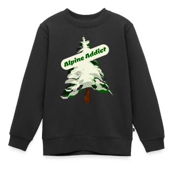 Alpine Addict, Ski de slalom, Sapin, Arbre alpin - Sweat Premium enfant bio - noir - Devant - AI Model Kid Female (0cm)