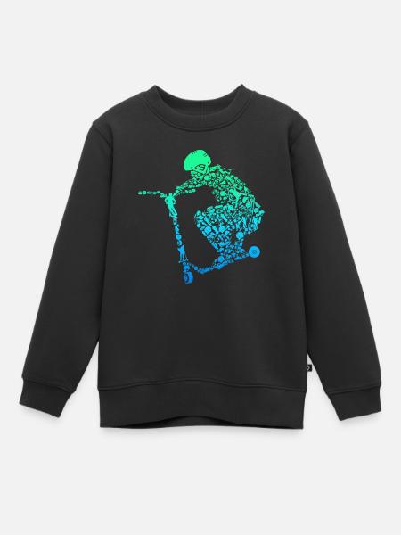 Scooter Roller Stunt Geschenk Jungen Kinder - Kinder Premium Organic Sweatshirt - Schwarz