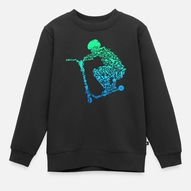 Scooter Roller Stunt Geschenk Jungen Kinder - Kinder Premium Organic Sweatshirt - Schwarz