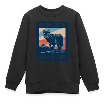 Loup loup - Sweat Premium enfant bio - noir - Devant - AI Model Kid Female (0cm)