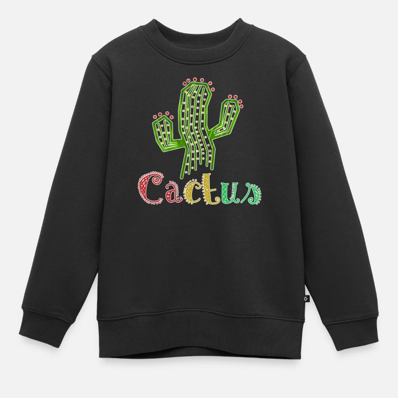 Cactus Colorful - Sweat Premium enfant bio - noir