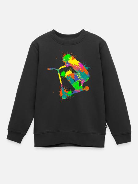 Stunt Scooter Roller Tretroller Kinder Jungen - Kinder Premium Organic Sweatshirt - Schwarz