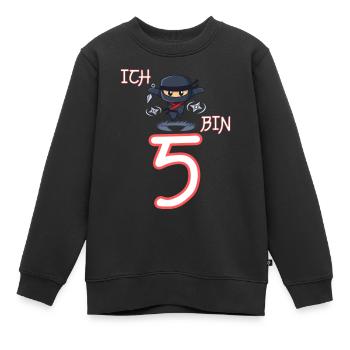 Ich bin 5 Ninja Geburtstag 5.Geburtstag - Kinder Premium Organic Sweatshirt - Schwarz - Vorne - AI Model Kid Female (0cm)