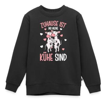 Zuhause ist wo meine Kühe sind Kuh - Kinder Premium Organic Sweatshirt - Schwarz - Vorne - AI Model Kid Female (0cm)