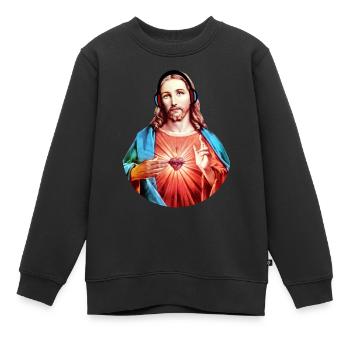 Jesus Christus | Jesus Christ | Nichts hören Musik - Kinder Premium Organic Sweatshirt - Schwarz - Vorne - AI Model Kid Female (0cm)