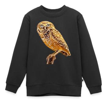 le hibou la chouette - Sweat Premium enfant bio - noir - Devant - AI Model Kid Female (0cm)