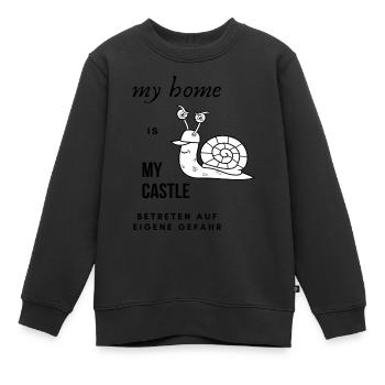 ma maison est mon château, mon cadeau, mes dictons - Sweat Premium enfant bio - noir - Devant - AI Model Kid Female (0cm)
