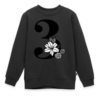 Zahl 3 - Kinder Premium Organic Sweatshirt - Schwarz - Vorne - AI Model Kid Female (0cm)