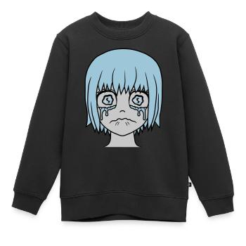 Visage de fille triste et malheureuse - Sweat Premium enfant bio - noir - Devant - AI Model Kid Female (0cm)