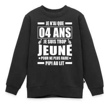 J'ai 04 ans / anniversaire 04 ans - Sweat Premium enfant bio - noir - Devant - AI Model Kid Female (0cm)