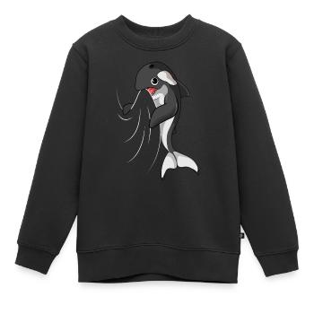 Orca Whale Killer Whale Enfants Garçons - Sweat Premium enfant bio - noir - Devant - AI Model Kid Female (0cm)