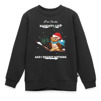 Sur la vilain liste du Père Noël - Sweat Premium enfant bio - noir - Devant - AI Model Kid Female (0cm)