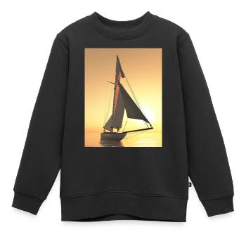 Voilier au coucher du soleil - Sweat Premium enfant bio - noir - Devant - AI Model Kid Female (0cm)