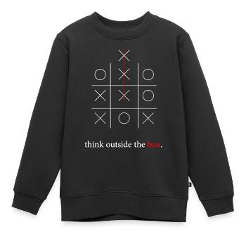think outside the box - Kids Premium Organic Sweatshirt - black - Front - AI Model Kid Female (0cm)