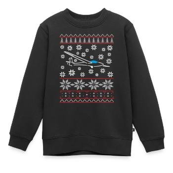Weihnachten Segelflieger Segelflugzeug gleiten - Kinder Premium Organic Sweatshirt - Schwarz - Vorne - AI Model Kid Female (0cm)