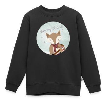 renard doré pour Noël avec canne à sucre - Sweat Premium enfant bio - noir - Devant - AI Model Kid Female (0cm)