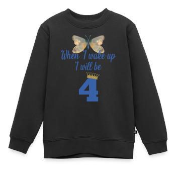 When i wake up i will be 4 - Kids Premium Organic Sweatshirt - black - Front - AI Model Kid Female (0cm)
