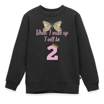 When i wake up i will be 2 - Kinder Premium Organic Sweatshirt - Schwarz - Vorne - AI Model Kid Female (0cm)