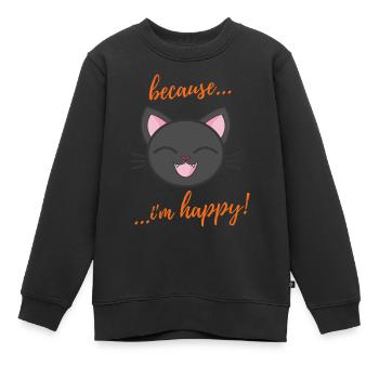 Because i am happy - Kinder Premium Organic Sweatshirt - Schwarz - Vorne - AI Model Kid Female (0cm)