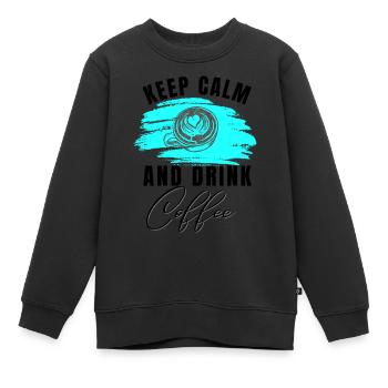 Kaffee enstpannt die Nerven - Kinder Premium Organic Sweatshirt - Schwarz - Vorne - AI Model Kid Female (0cm)