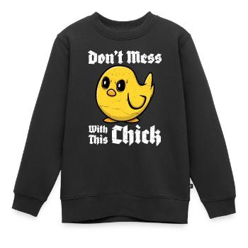 Ne plaisante pas avec ce poussin - Sweat Premium enfant bio - noir - Devant - AI Model Kid Female (0cm)