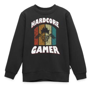 Conception de jeu rétro hardcore - Sweat Premium enfant bio - noir - Devant - AI Model Kid Female (0cm)