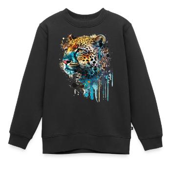 Schöner Leopard - Kinder Premium Organic Sweatshirt - Schwarz - Vorne - AI Model Kid Female (0cm)