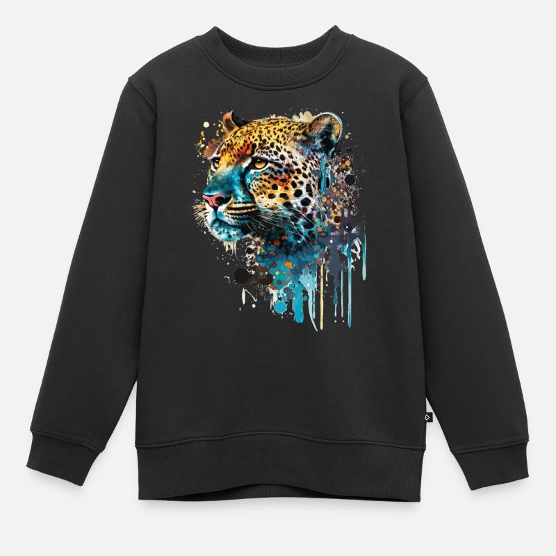 Schöner Leopard - Kinder Premium Organic Sweatshirt - Schwarz