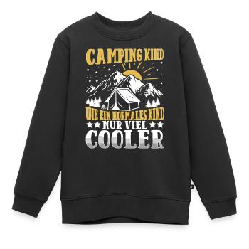CAMPING KIND WIE EIN NORMALES KIND NUR VIEL COOLER - Kinder Premium Organic Sweatshirt - Schwarz - Vorne - AI Model Kid Female (0cm)