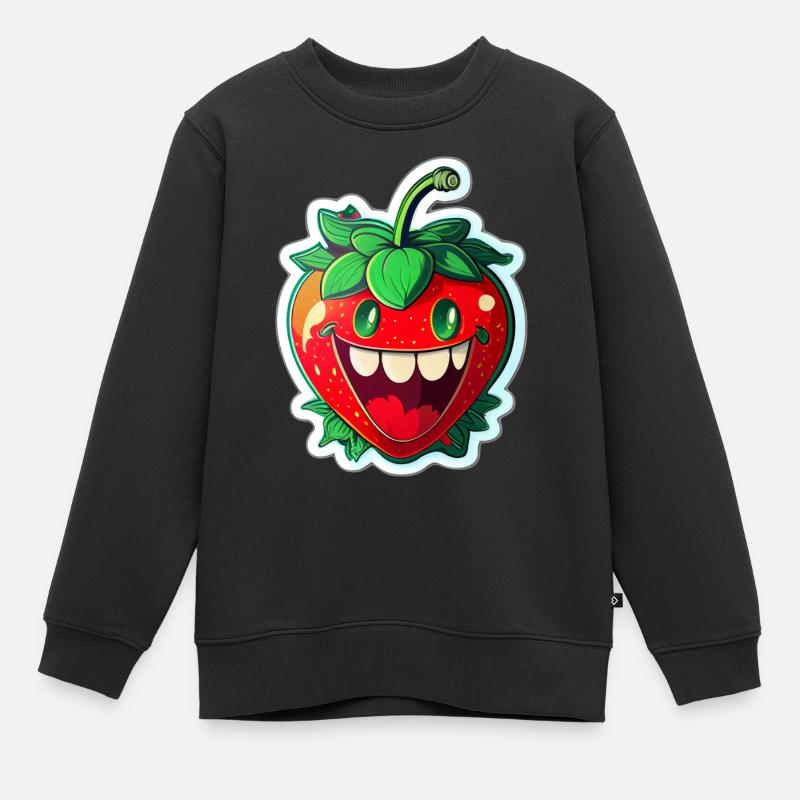 Strawberry - Kinder Premium Organic Sweatshirt - Schwarz