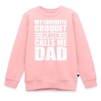 Mein Lieblingskrocketspieler nennt mich Papa Vaters D - Kinder Premium Organic Sweatshirt - Rosa - Vorne - AI Model Kid Female (0cm)