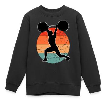 Vintage Fitness Workout Sunset - Sweat Premium enfant bio - noir - Devant - AI Model Kid Female (0cm)