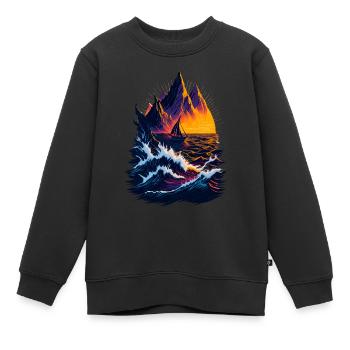 Fantastische Landschaftsillustration - Kinder Premium Organic Sweatshirt - Schwarz - Vorne - AI Model Kid Female (0cm)