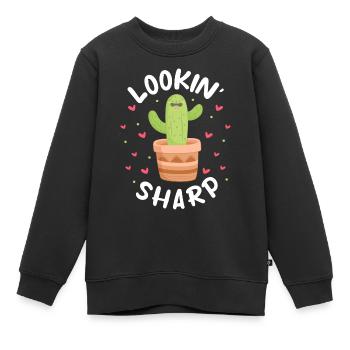 Lookin' sharp cactus - Kinder Premium Organic Sweatshirt - Schwarz - Vorne - AI Model Kid Female (0cm)