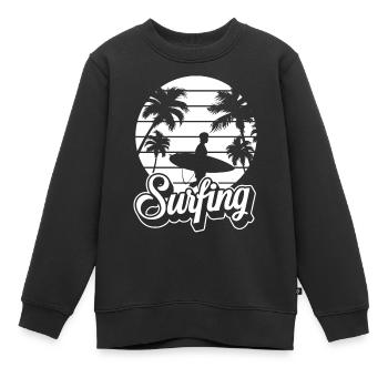 Surfing Surfboard Surfer Wassersport - Kinder Premium Organic Sweatshirt - Schwarz - Vorne - AI Model Kid Female (0cm)