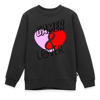 Heart Gamer Liebhaber schwarz Gaming und Liebe - Kinder Premium Organic Sweatshirt - Schwarz - Vorne - AI Model Kid Female (0cm)