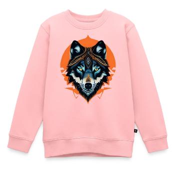 Loup - Sweat Premium enfant bio - rose - Devant - AI Model Kid Female (0cm)