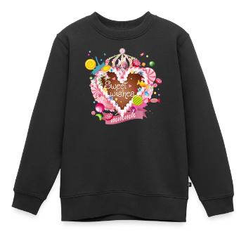 Lebkuchenherz mit Zuckerguß Wünsche und Krone - Kinder Premium Organic Sweatshirt - Schwarz - Vorne - AI Model Kid Female (0cm)