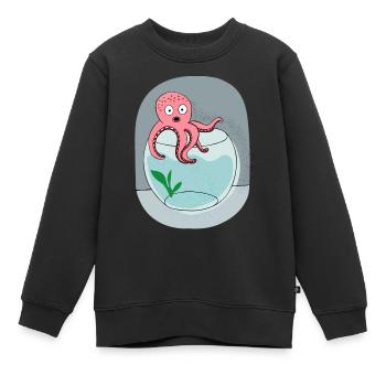 oktopus am Rande eines Aquariums Grafik cool - Kinder Premium Organic Sweatshirt - Schwarz - Vorne - AI Model Kid Female (0cm)