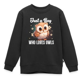 Hiboux Hiboux - Sweat Premium enfant bio - noir - Devant - AI Model Kid Female (0cm)