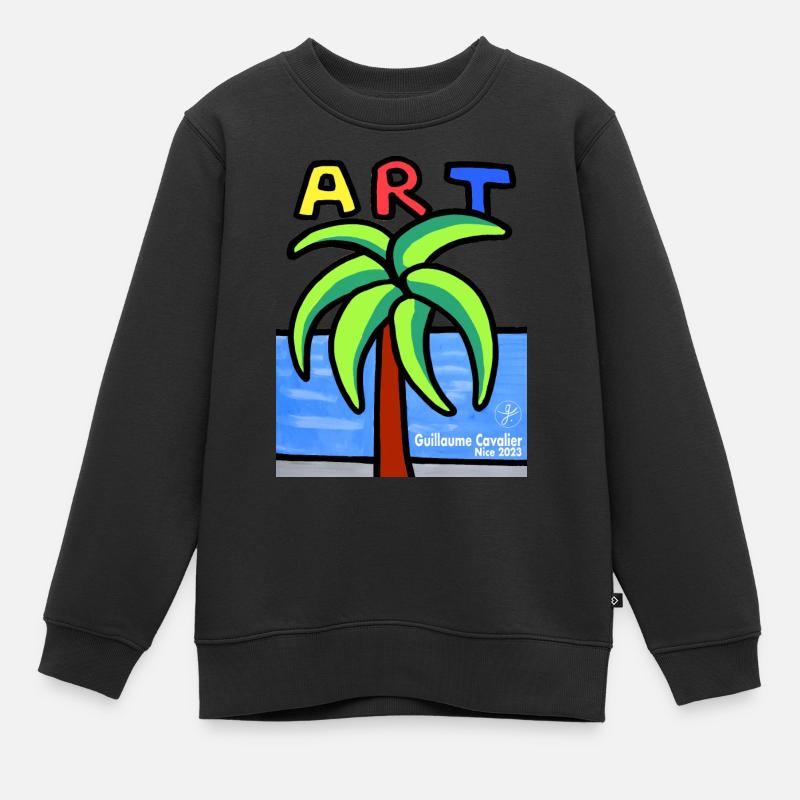 Palm Tree Art - Kids Premium Organic Sweatshirt - black