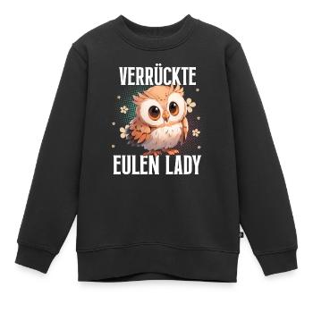 Crazy Owls Lady - Sweat Premium enfant bio - noir - Devant - AI Model Kid Female (0cm)
