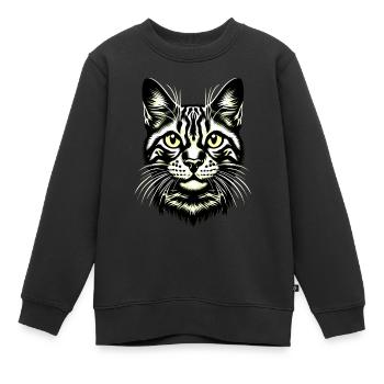 KatzengesichtKatze, Katzengesicht, Schnurren - Kinder Premium Organic Sweatshirt - Schwarz - Vorne - AI Model Kid Female (0cm)