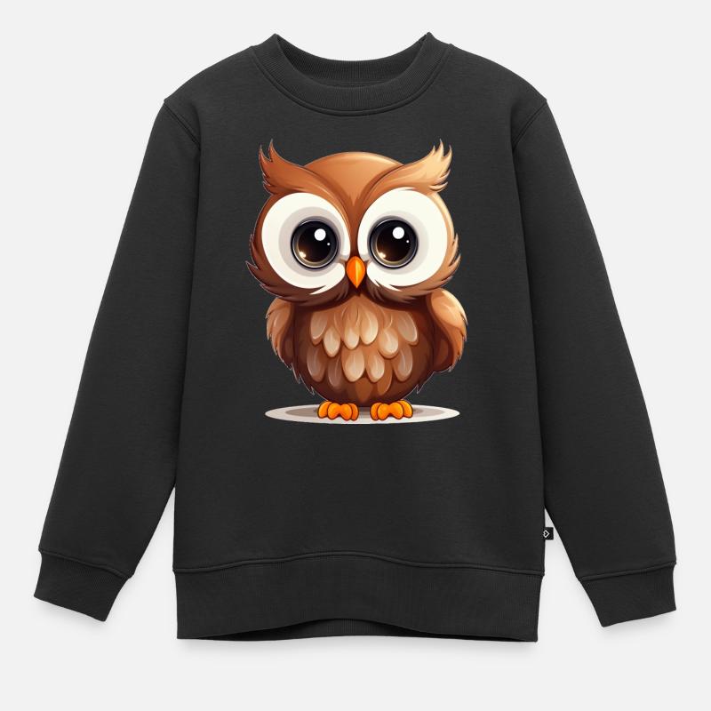 Hibou mignon - Sweat Premium enfant bio - noir