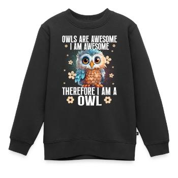Hiboux hiboux - Sweat Premium enfant bio - noir - Devant - AI Model Kid Female (0cm)