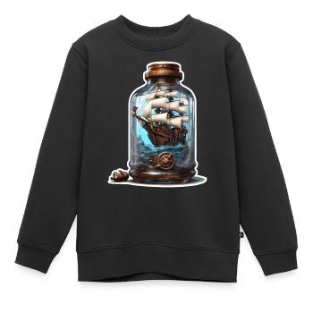 Flaschenschiff / Flaschenpost / Ahoi / Anker - Kinder Premium Organic Sweatshirt - Schwarz - Vorne - AI Model Kid Female (0cm)