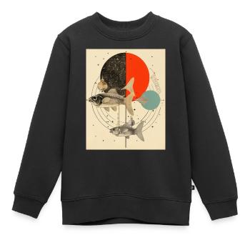 Poissons collage art astrologie - Sweat Premium enfant bio - noir - Devant - AI Model Kid Female (0cm)