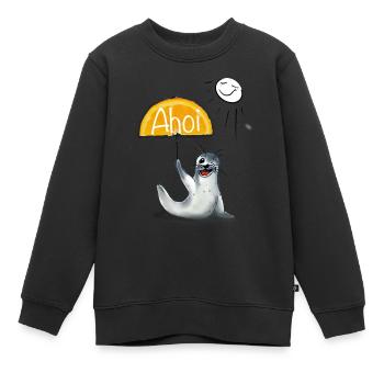 Seehund mit fruchtigem Sonnenschirm - Kinder Premium Organic Sweatshirt - Schwarz - Vorne - AI Model Kid Female (0cm)