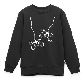 manette console jeux - Sweat Premium enfant bio - noir - Devant - AI Model Kid Female (0cm)