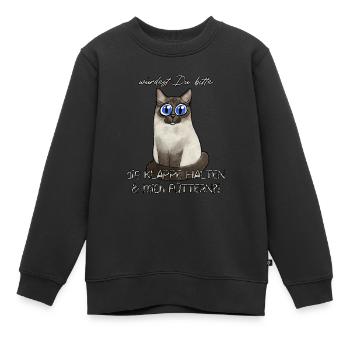 Chat affamé - Sweat Premium enfant bio - noir - Devant - AI Model Kid Female (0cm)